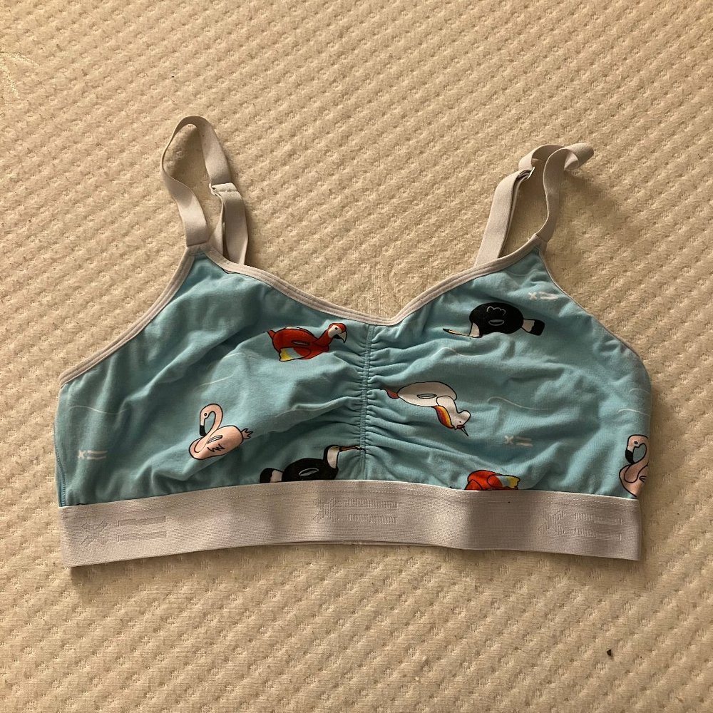TomboyX Ruched Bralette - Pool Party Print - XL / WT Pool Party